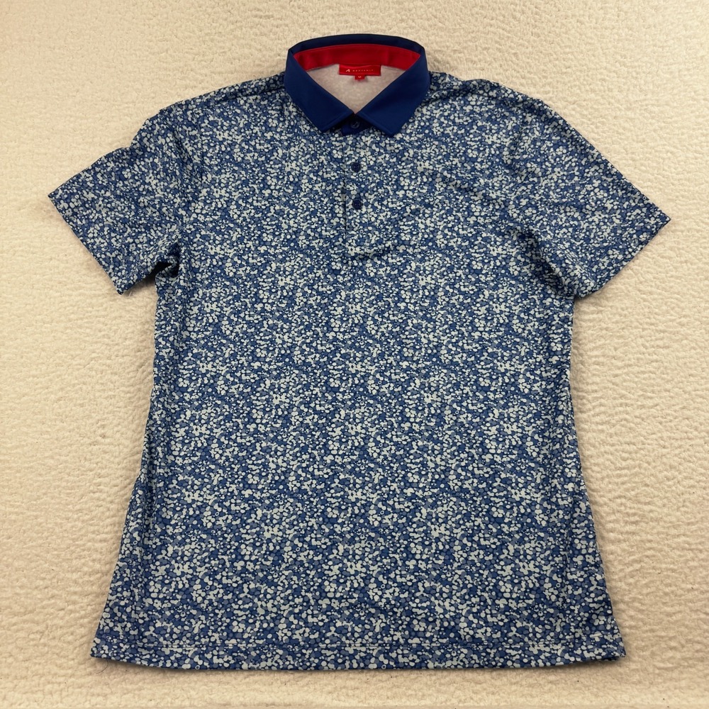 Redvanly Polo Shirt Mens Medium Multi All Over Print Stretch Golf Tennis